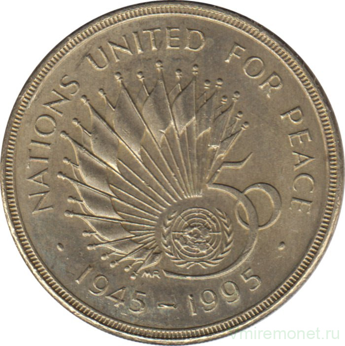 Монета. Великобритания. 2 фунта 1995 год. 50 лет ООН.