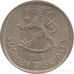 Монета. Финляндия. 1 марка 1986 год.