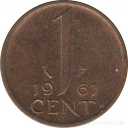 Монета. Нидерланды. 1 цент 1961 год.