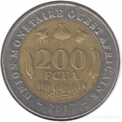 Монета. Западноафриканский экономический и валютный союз (ВСЕАО). 200 франков 2017 год.