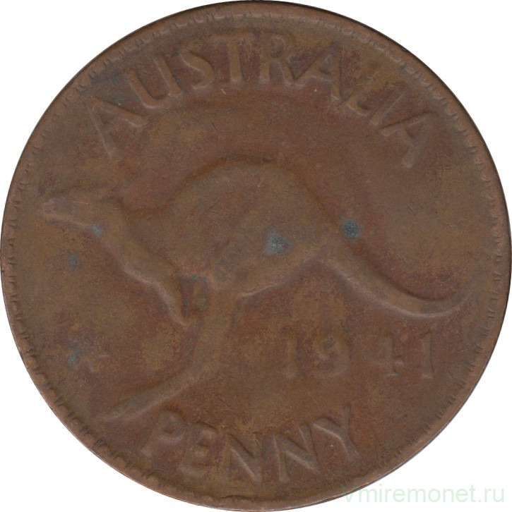 Монета. Австралия. 1 пенни 1941 год.