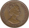 Монета. Каймановы острова. 1 цент 1987 год. ав.