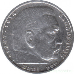 Монета. Германия. Третий Рейх. 5 рейхсмарок 1935 год. Монетный двор - Карлсруэ (G).