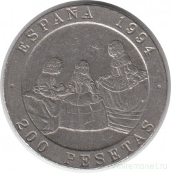 Монета. Испания. 200 песет 1994 год. Портрет.