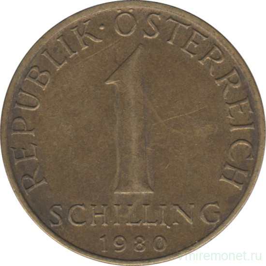 Монета. Австрия. 1 шиллинг 1980 год.