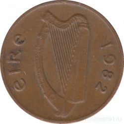 Монета. Ирландия. 1 пенни 1982 год.