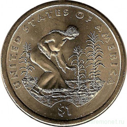 Монета. США. 1 доллар 2009 год. Сакагавея, три сестры. Монетный двор D.