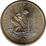 Аверс. Монета. США. 1 доллар 2009 год. Сакагавея, три сестры. Монетный двор D.