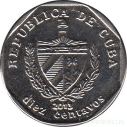 Монета. Куба. 10 сентаво 2013 год (конвертируемый песо).