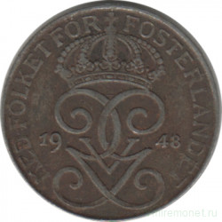 Монета. Швеция. 1 эре 1948 год.