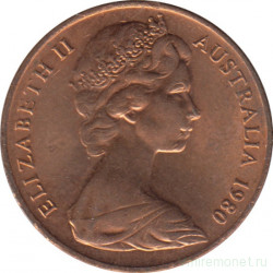 Монета. Австралия. 2 цента 1980 год.