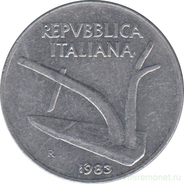 Монета. Италия. 10 лир 1983 год.