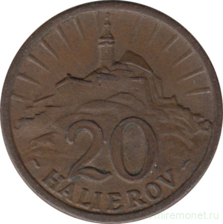 Монета. Словакия. 20 геллеров 1940 год.