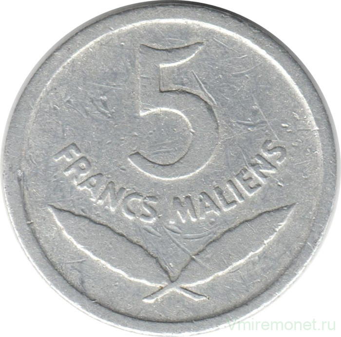 Монета. Мали. 5 франков 1961 год.