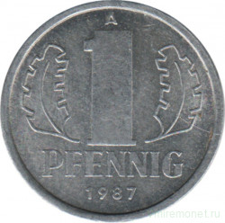Монета. ГДР. 1 пфенниг 1987 год.