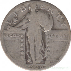 Монета. США. 25 центов 1930 год.