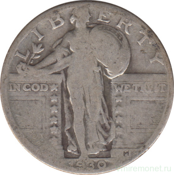 Монета. США. 25 центов 1930 год.