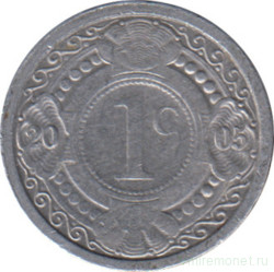 Монета. Нидерландские Антильские острова. 1 цент 2005 год.
