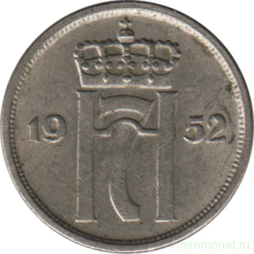 Монета. Норвегия. 10 эре 1952 год.
