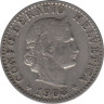 Монета. Швейцария. 20 раппенов 1903 год. ав.