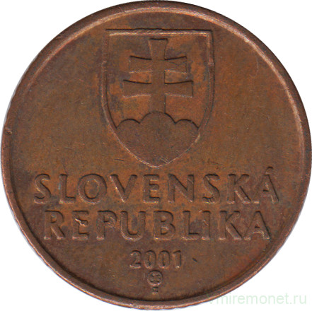 Монета. Словакия. 50 геллеров 2001 год.