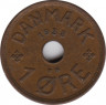 Монета. Дания. 1 эре 1938 год. ав.