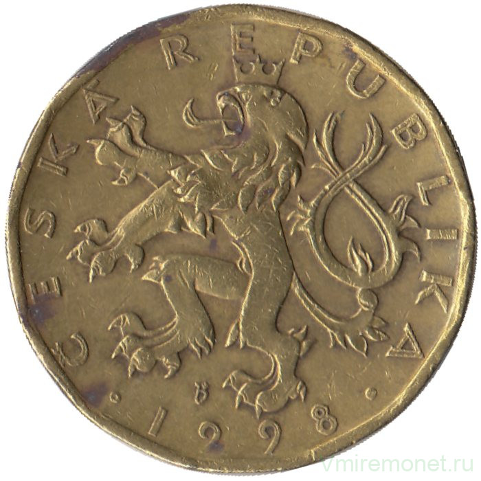 Монета. Чехия. 20 крон 1998 год.