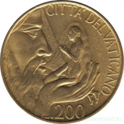 Монета. Ватикан. 200 лир 1988 год. Создание Адама.