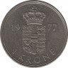 Монета. Дания. 1 крона 1977 год. ав.