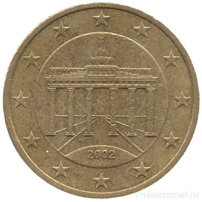 Монета. Германия. 50 центов 2002 год. (J).