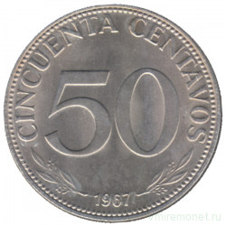 Монета. Боливия. 50 сентаво 1967 год.