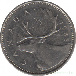 Монета. Канада. 25 центов 1985 год.