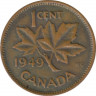 Монета. Канада. 1 цент 1949 год. ав.