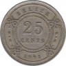 Монета. Белиз. 25 центов 1991 год. ав.