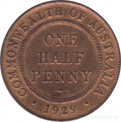 Монета. Австралия. 1/2 пенни 1929 год.