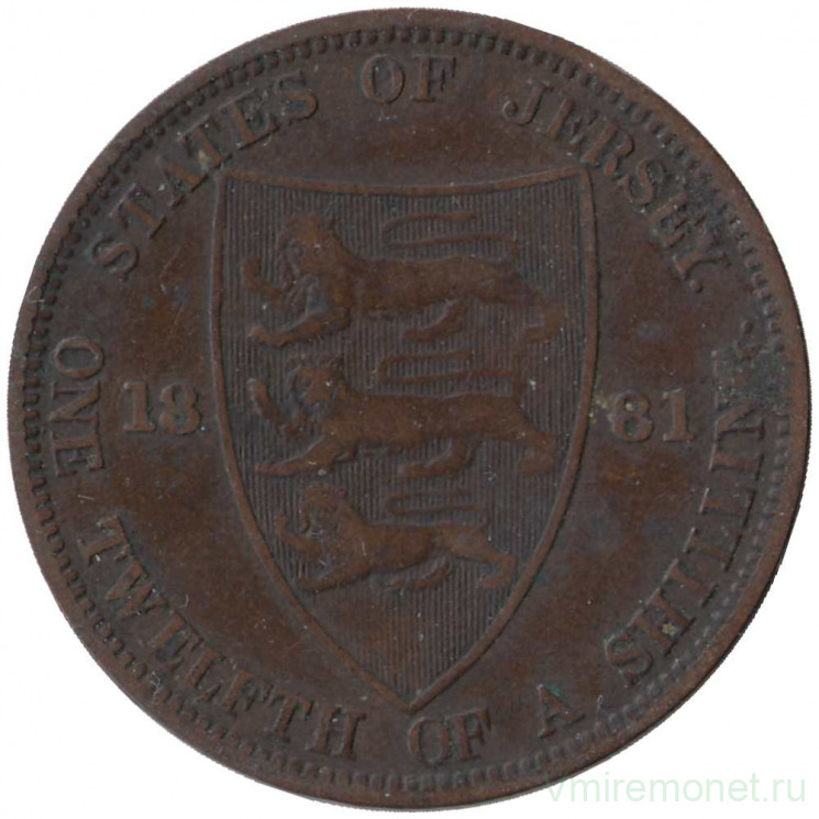 Монета. Джерси. 1/12 шиллинга 1881 год. 
