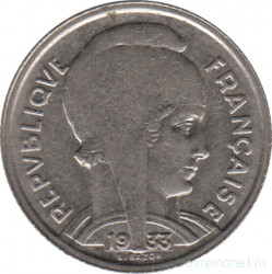 Монета. Франция. 5 франков 1933 год (лицо вправо). 