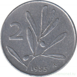 Монета. Италия. 2 лиры 1955 год.