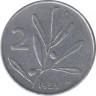 Монета. Италия. 2 лиры 1955 год. ав.