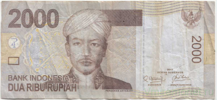 Банкнота. Индонезия. 2000 рупий 2011 год. Тип 148c.