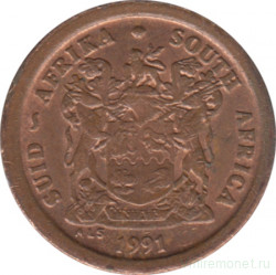 Монета. Южно-Африканская республика (ЮАР). 2 цента 1991 год.