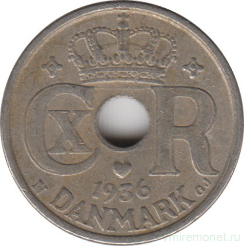 Монета. Дания. 10 эре 1936 год.