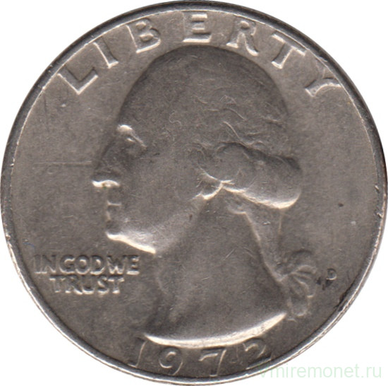 Монета. США. 25 центов 1972 год. Монетный двор D.