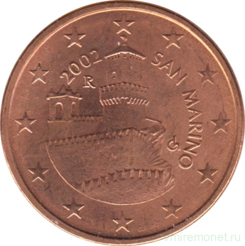 Монета. Сан-Марино. 5 центов 2002 год.