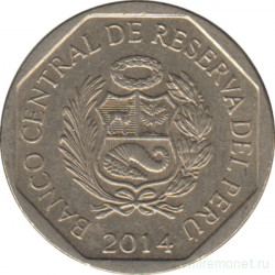 Монета. Перу. 50 сентимо 2014 год.