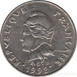 Монета. Новая Каледония. 10 франков 1992 год.