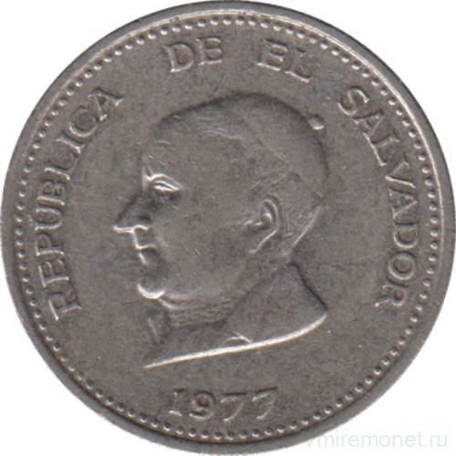 Монета. Сальвадор. 25 сентаво 1977 год.