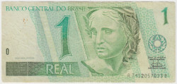 Банкнота. Бразилия. 1 реал 1997 - 2003 года. Тип 243Ab.