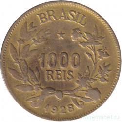 Монета. Бразилия. 1000 рейсов 1928 год.