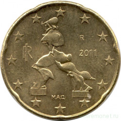 Монета. Италия. 20 центов 2011 год.
